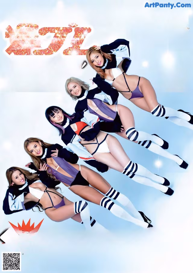 A group of young women in cheerleading uniforms posing for a magazine.